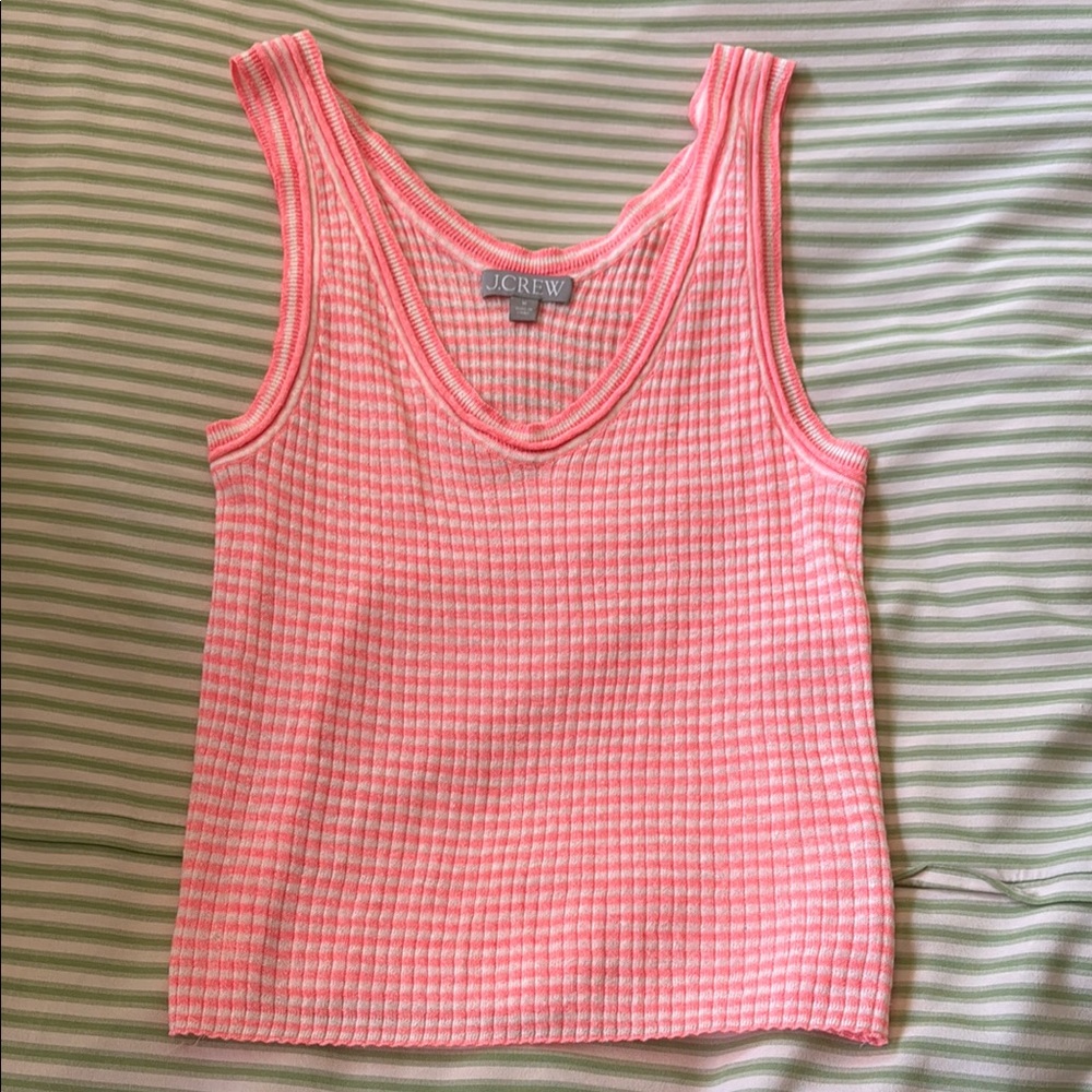 J. Crew Pink/Orange and Crème Sleeveless Top